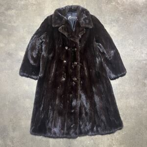 Vintage 50s Elégante Brown Long Fur Overcoat
